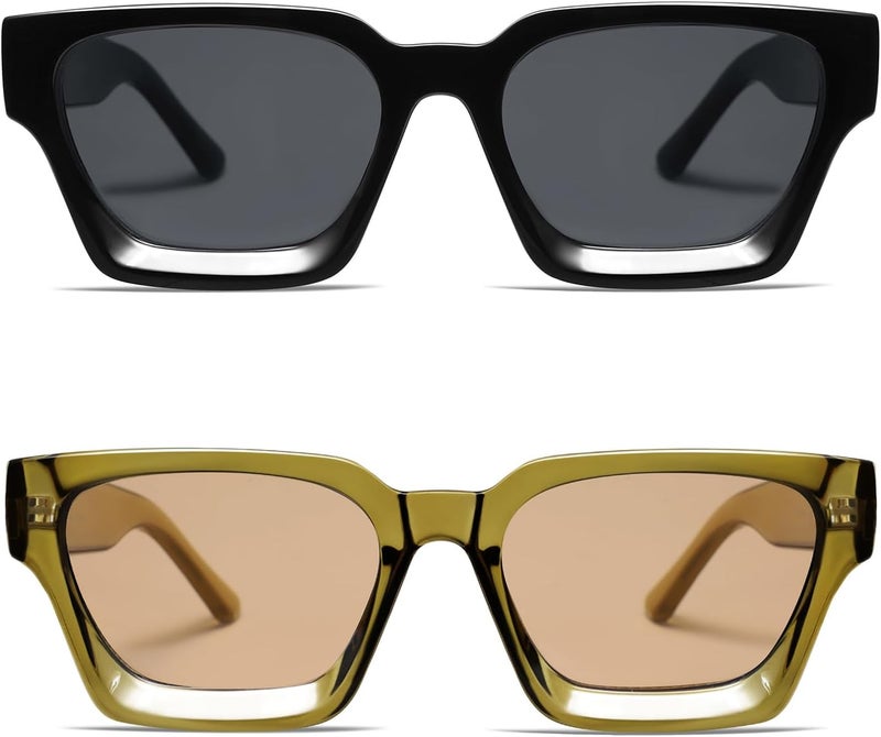VANLINKER Thick Square Sunglasses for Men Women Retro Chunky Rectangle Shades UV400 Protection VL9731 - Image 2